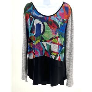 Joseph Ribkoff Scoop Neck Abstract Geometric Print Top